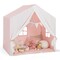 Kids Indoor Outdoor Play Tent with Padded Mat and Wood Frame 51.5-In Pine Wood Fabric Playhouse